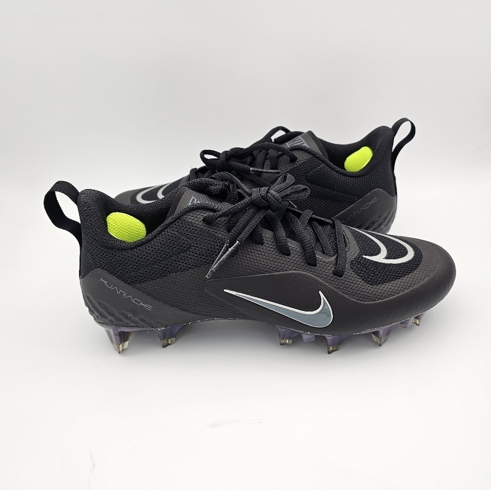 Nike Alpha Huarache 8 Pro 'Black Metallic Silver' LaCrosse Cleats Mens Size 8